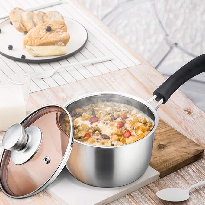 TeamFar Saucepan with Lid, 2 qt Sauce Cooking Pot Milk Pan Stainless Steel - Image 3