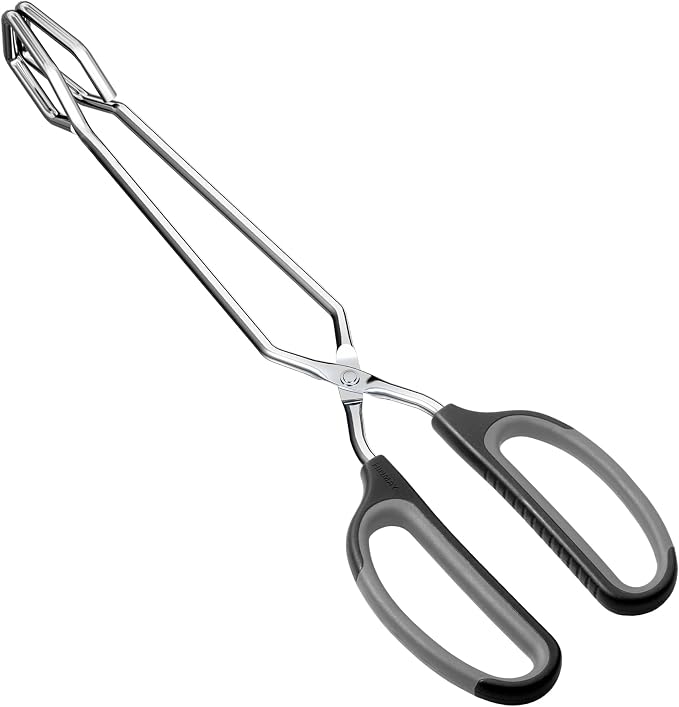 HINMAY Scissor Tongs with Comfort-Grip Handle 12-Inch Cooking Tongs by HINMAY