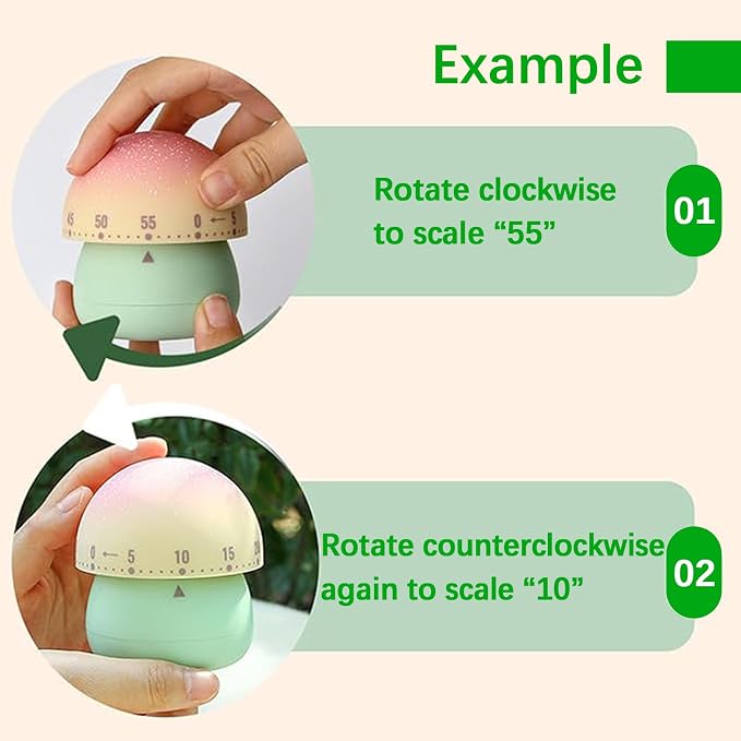 Mechanical Kitchen Timer, Cute Wind Up 60-Minute Manual Countdown - Image 3