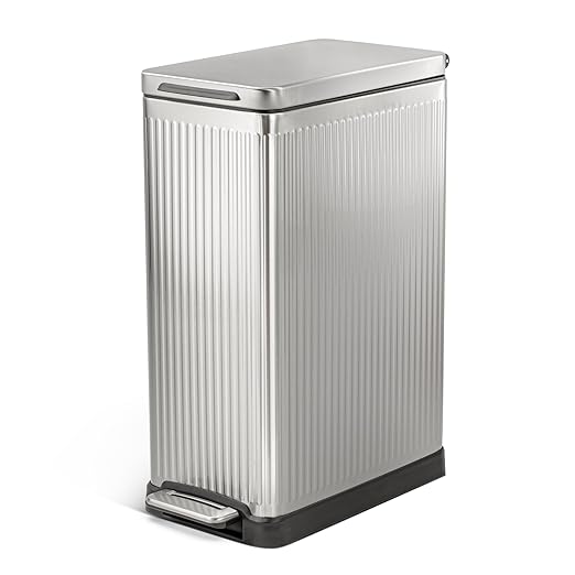 Home Zone Living 12 Gallon Slim Step Trash Can by HomeZoneLiving