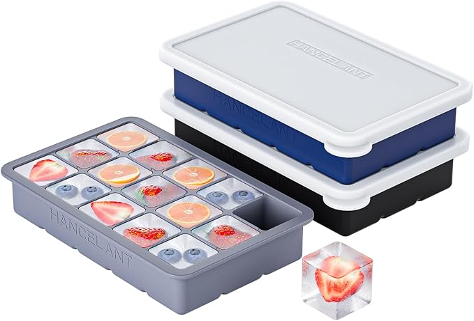 Silicone Ice Cube Tray 3 Pack, HANCELANT Ice Cube Mold, Ice Trays by HANCELANT