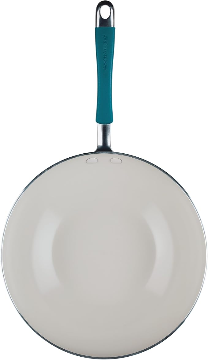 Rachael Ray Cucina Ceramic Nonstick Stir Fry Pan and Lid, 11 Inch Non Stick Wok - Image 10