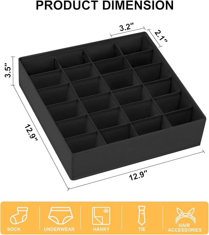 Joyoldelf Sock Drawer Organizer Divider Underwear Organizer 24-cell Fabric - Image 2