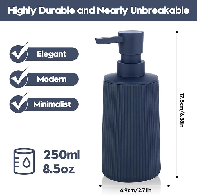 Small Soap Dispenser for Bathroom and Kitchen, Modern Farmhouse Striped Style - Image 6