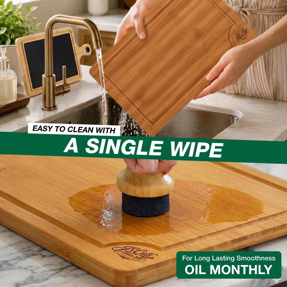 Bamboo Cutting Board Set for Kitchen – 3 Piece Wooden Chopping Boards