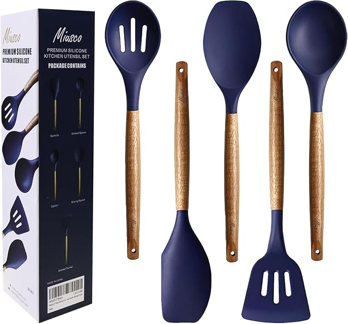 Non-Stick Silicone Kitchen Utensils Set by Miusco