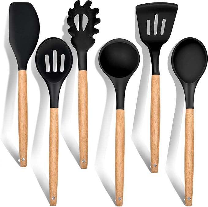 E-far Cooking Utensils Set of 6, Silicone Kitchen Utensils by E-far