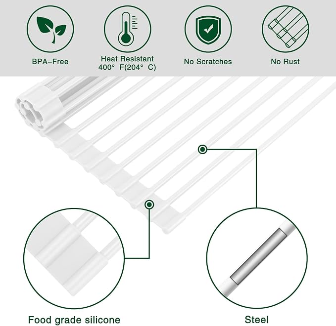 HANZENMA Roll Up Dish Drying Rack Over The Sink Kitchen Roll Up Sink Drying - Image 5
