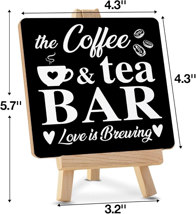 Coffee Bar Decor, Coffee Tea Bar Wood Sign - Image 2