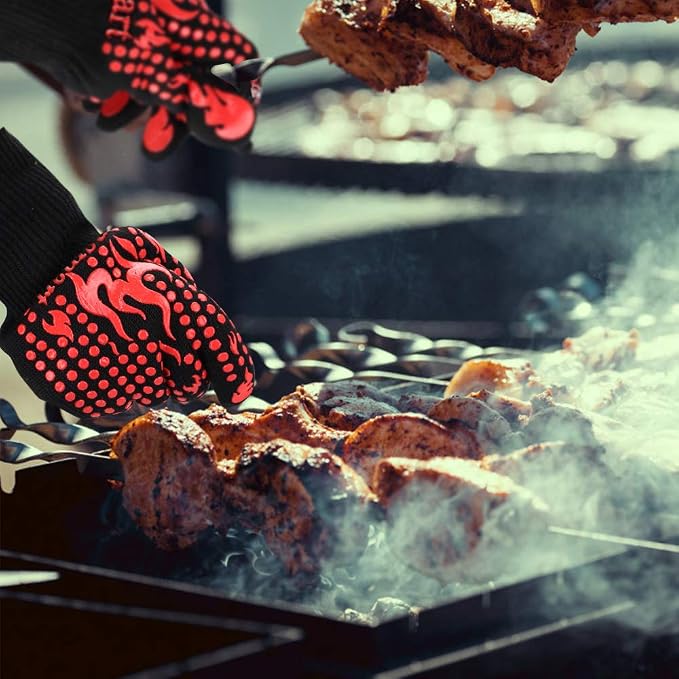 Comsmart BBQ Gloves, 1472 Degree F Heat Resistant Grilling Gloves Silicone - Image 6