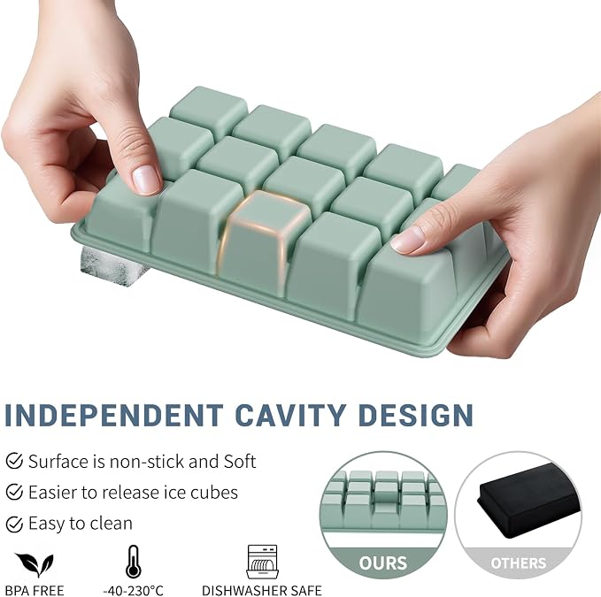 Silicone Ice Cube Tray 3 Pack, HANCELANT Ice Cube Mold, Ice Trays - Image 3