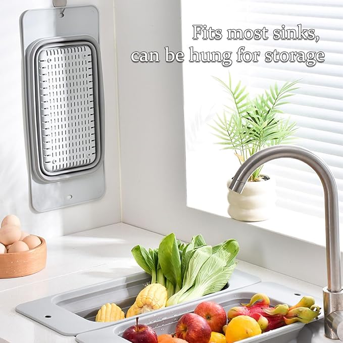 Collapsible Colander Silicone Kitchen Strainer, Over The Sink Strainer Basket - Image 5