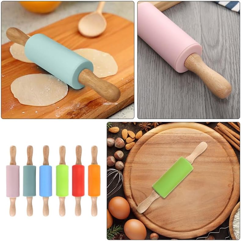 Toyvian Silicone Rolling Pins, 6Pack Mini Non Stick Dough Rollers