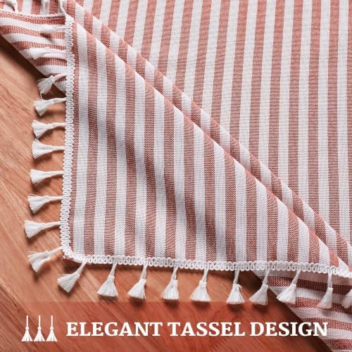 Fall Striped Tablecloth Rectangular Cotton Linen Style Picnic Table