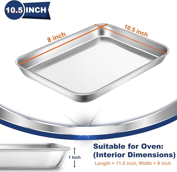 P&P CHEF 10.5 Inch Baking Cookie Sheet, Oven Pan Tray Stainless Steel Sheet Pan - Image 2