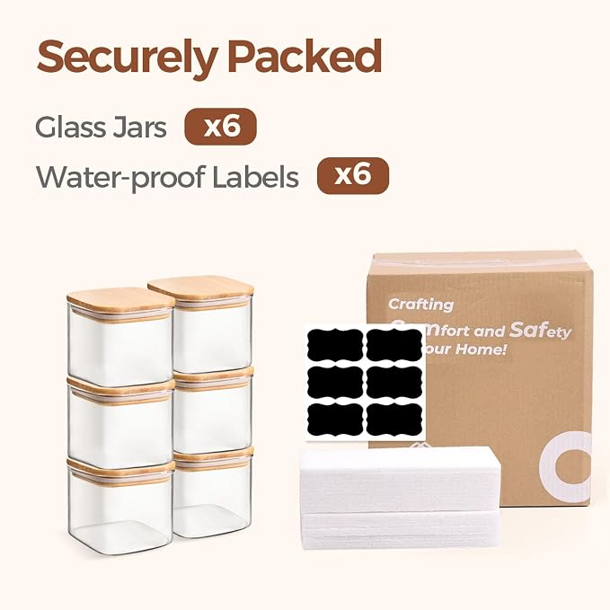 ComSaf 0.6 Qt Glass Food Storage Jars Set of 6, Pantry Organization Jar - Image 8