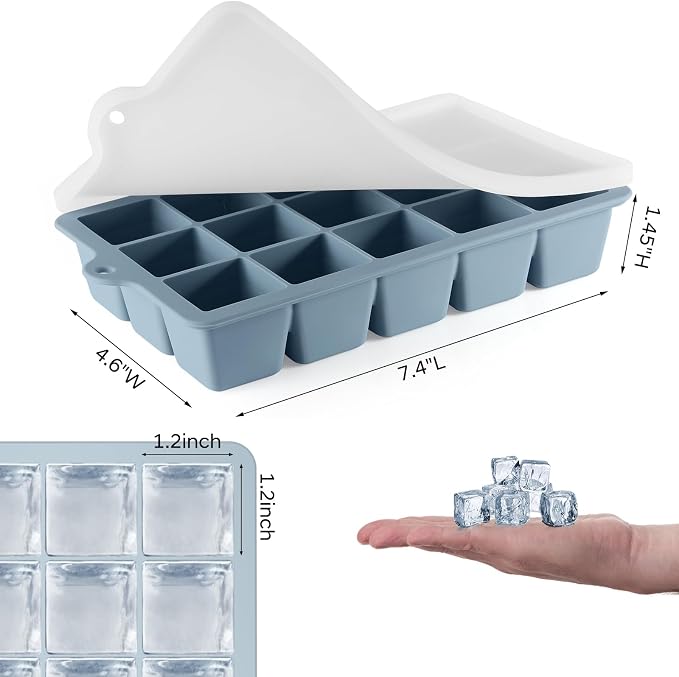 Silicone Ice Cube Tray 2 Pack, HANCELANT Ice Cube Mold, Ice Trays - Image 4