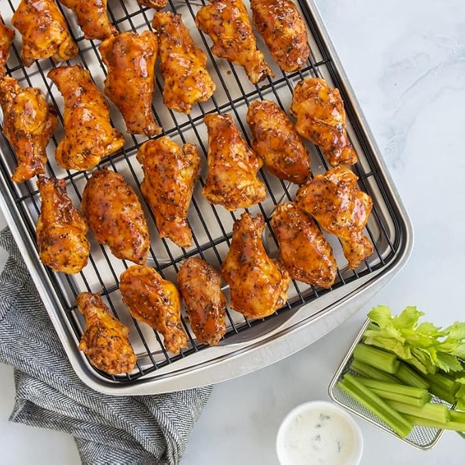 Nordic Ware Oven Crisp Baking Tray 2pc Set Includes Pan and Rack; Natural - Image 8