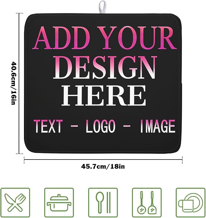 Custom Personalized Dish Drying Mat 16x18 Inch Customized Drying Mats - Image 2