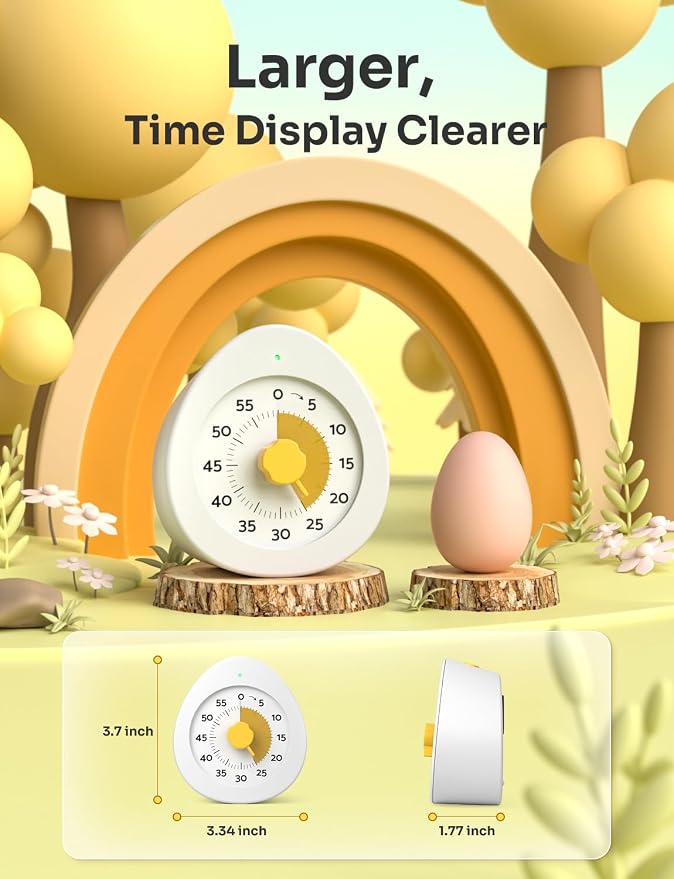 LIORQUE Visual Timer for Kids, 60-Minute Countdown Kitchen Timers for Cooking - Image 3