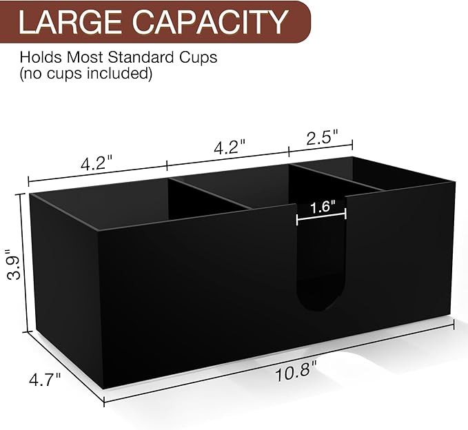 Acrylic Coffee Cup Holder for Countertop, 3 Slots Acrylic Coffee Bar - Image 2