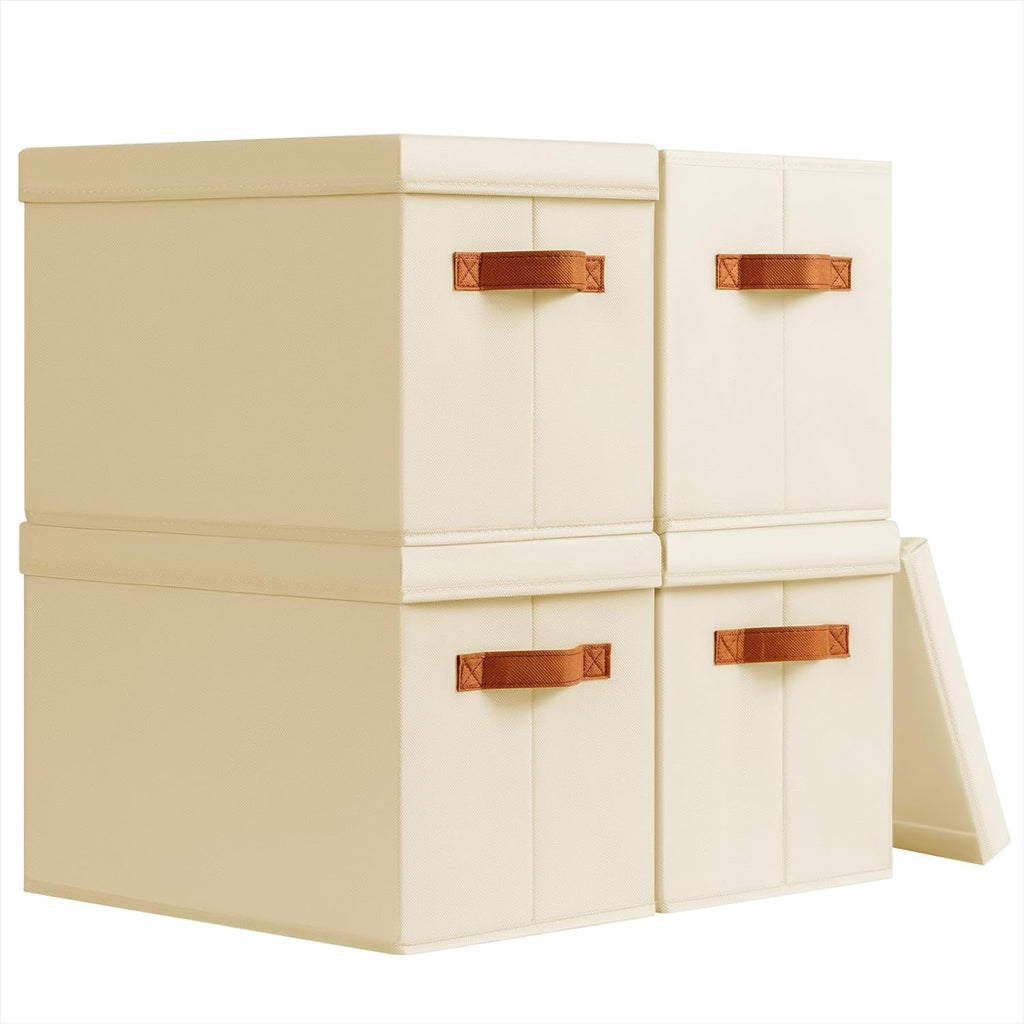 Storage Bins with Lids - Fabric Storage Baskets for Shelves, 4 Pack