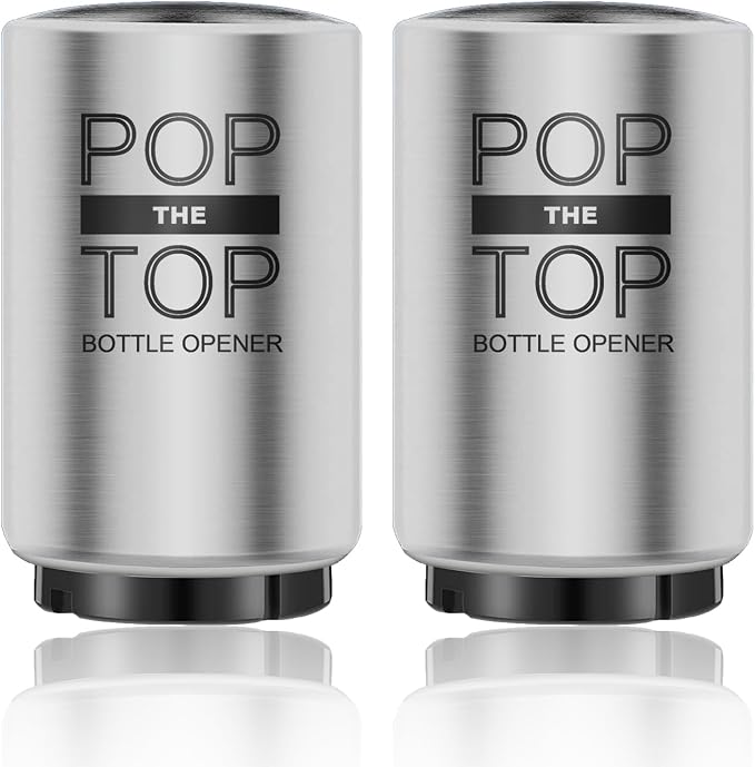 2PCS Beer Bottle Opener with Magnetic Cap, Automatic Stainless Steel One-Handed by VEADOOLLY