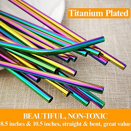 Lazycorner 16 Pcs Metal Straw Reusable 8.5" 10.5" 6mm Stainless Steel