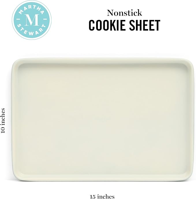 Martha Stewart Gallen 15 x 10 Inch Nonstick Carbon Steel Cookie Sheet – Teal - Image 2