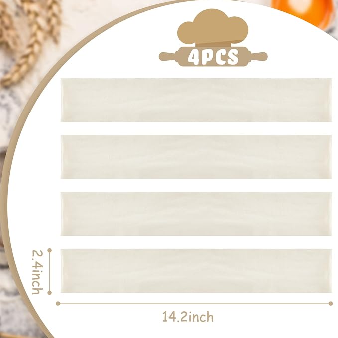 Patelai Set of 4 Rolling Pin Covers 14.96 x 1.97 Inch Cotton White Rolling Pin - Image 2