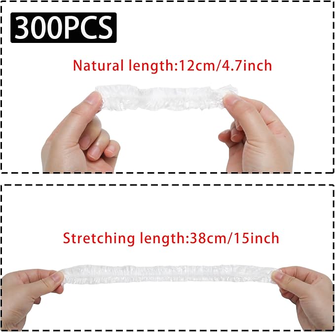 300 Pcs Plastic Bowl Covers Stretch Edging Disposable Food Covers Flexible - Image 2