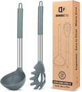 Silicone Pasta Fork and Ladle Spoon Set, Large Non Stick Kitchen Utensils by BUNDLEPRO