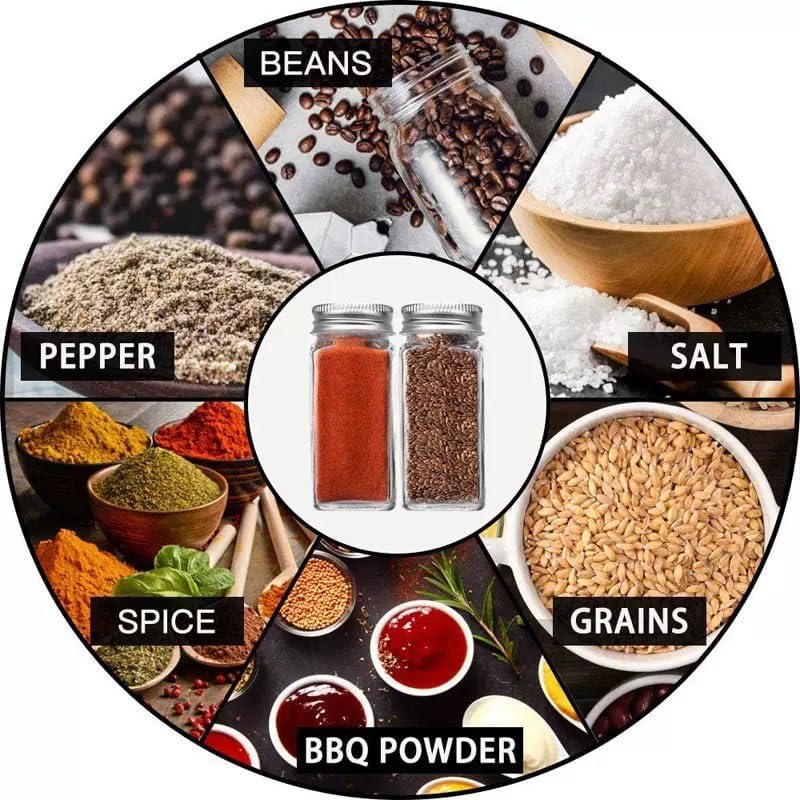 24 Pack Glass Spice Jars with Label, Empty Spice Bottles with Metal