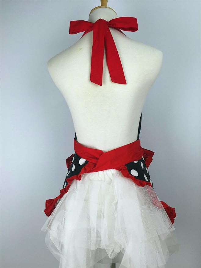 Hyzrz Cute Apron Retro Black Polka Dot Retro Ruffle Side Vintage Cooking Aprons - Image 6