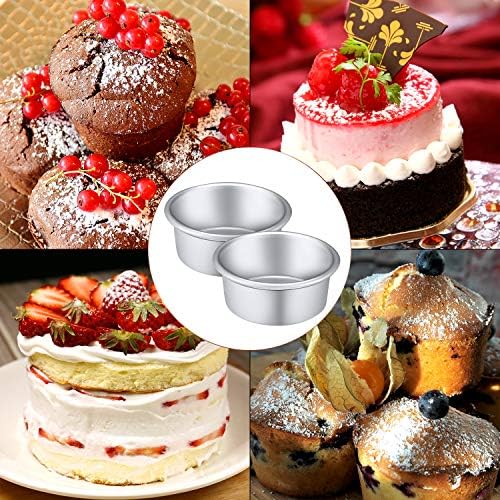 Patelai 8 Pieces 4 Inch Round Cake Pan Mini Non Stick Aluminum Round