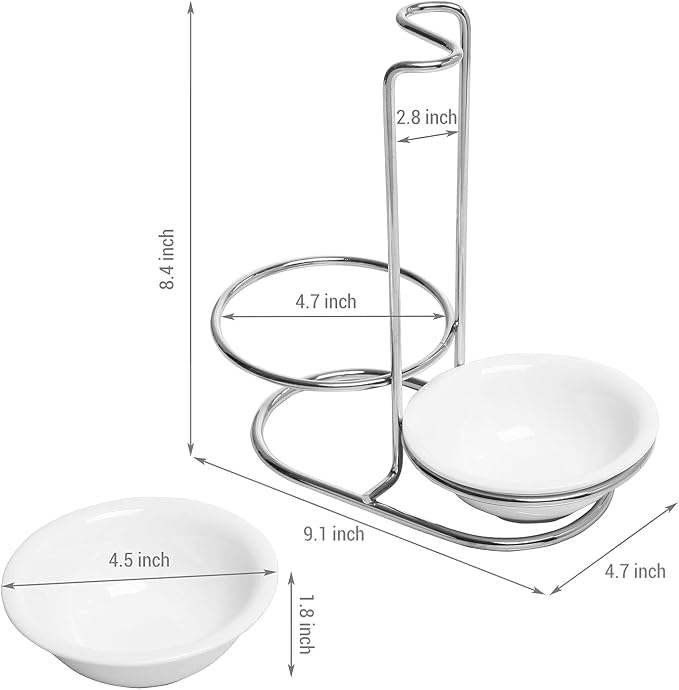 MyGift Set of 2 Ceramic Spoon Rest, Upright Ladle Holder Ceramic Dish - Image 4