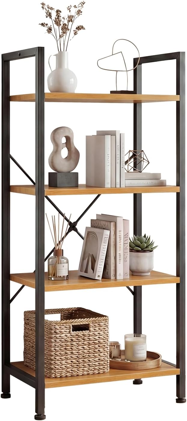 DUMOS 4 Tiers Bookshelf, Classical Book Shelf, Tall Display Shelves in Living by DumosLifestyle
