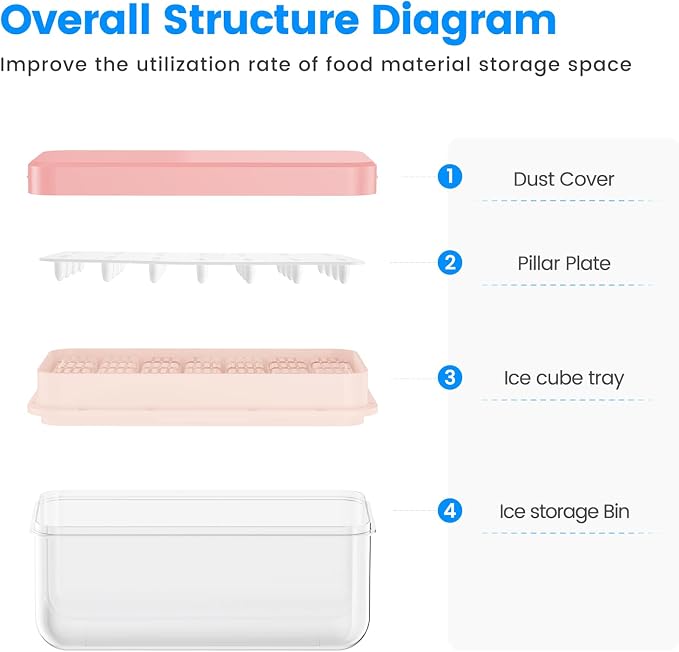 Ice Cube Tray with Lid and Bin, Ice Trays - Image 7