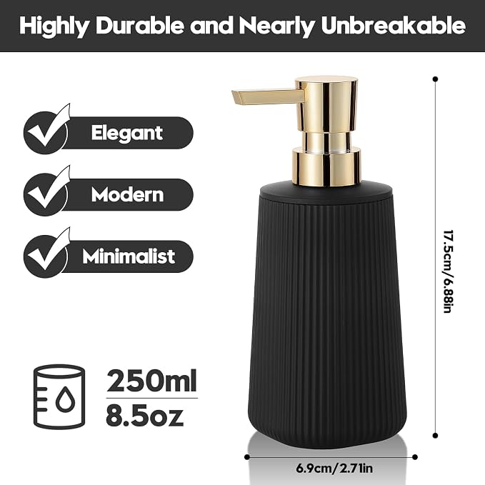 Small Soap Dispenser for Bathroom and Kitchen, Modern Farmhouse Striped Style - Image 6