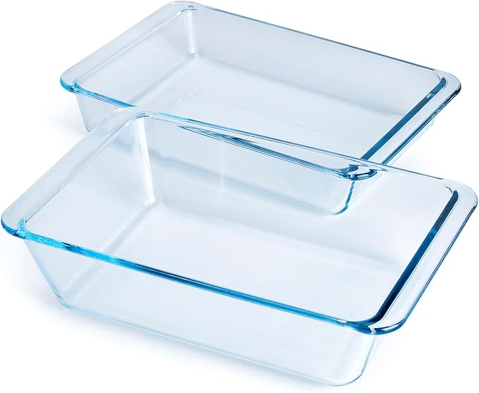 Set of 2 pcs Tempered Glass Baking Dish Set, Deep and Classic Borosilicate by HUSANMP