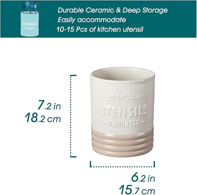 vancasso Sabine Utensil Holder, 7.2" Large Utensil Crock - Image 2