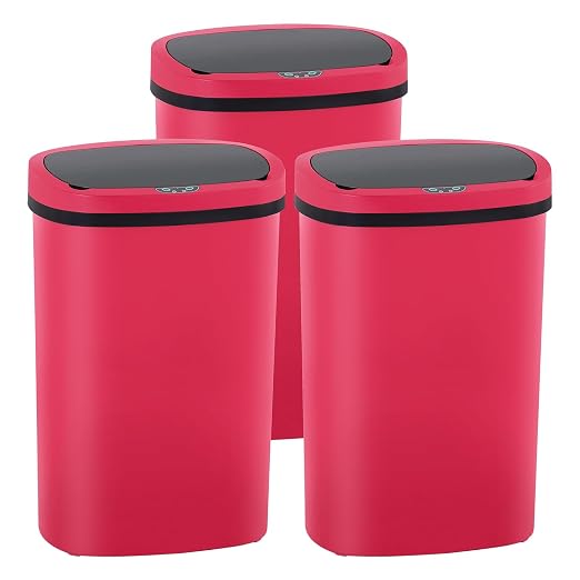PayLessHere | 13 Gallon Plastic Trash Can | Red | Automatic Touchless Lid by PayLessHere