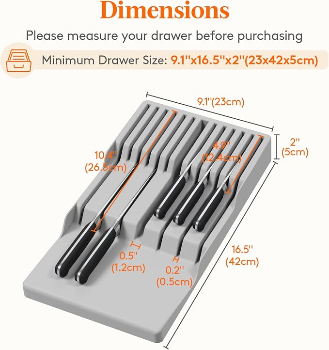 Lifewit Magnetic Drawer Knife Organizers Insert, Kitchen Plastic In Drawer - Image 2