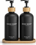 Hand and Dish Soap Dispenser Set, 16oz Glass Bottles by Aeakey