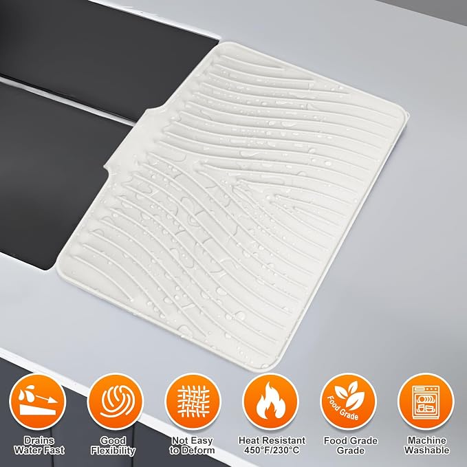 Silicone Dish Drying Mat for Kitchen Counter, Dish Drying Pad, Non-Slip Drain - Image 4
