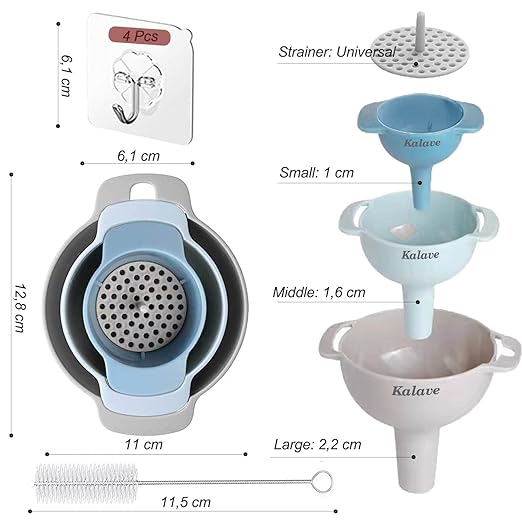 Set of 4 Funnels for Filling Bottles, BPA-Free Food Grade Kitchen Funnels - Image 2