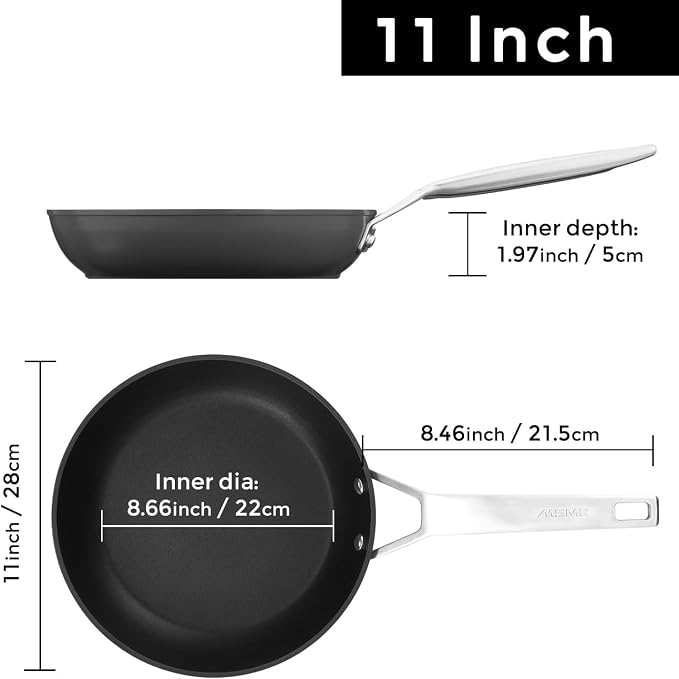 MsMk 11 Inch Nonstick Frying Pan，Titanium and Ceramic Nonstick Large Skillet Pan - Image 3