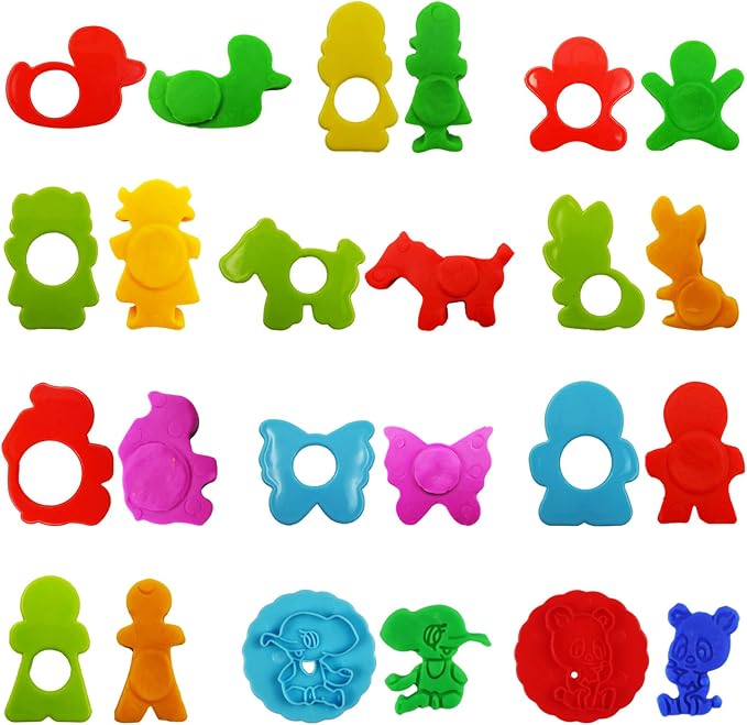 FRIMOONY Dough Tools Set for Kids, Various Plastic Animal Molds, Rolling Pins - Image 5