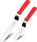Angled Icing Spatula, Stainless Steel Offset Spatula, Cake Spatula Set of 2 Red by PUCKWAY