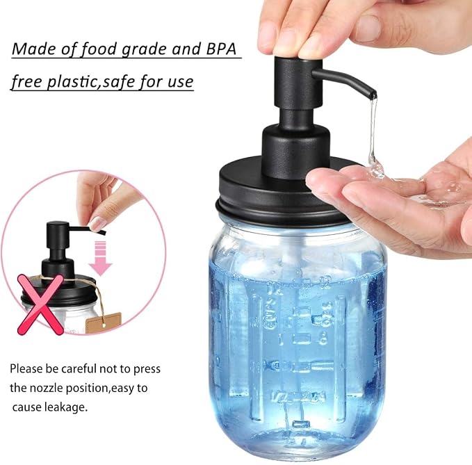 Amolliar Mason Jar Liquid Soap Dispenser Lid, Rust Proof Stainless Steel - Image 3